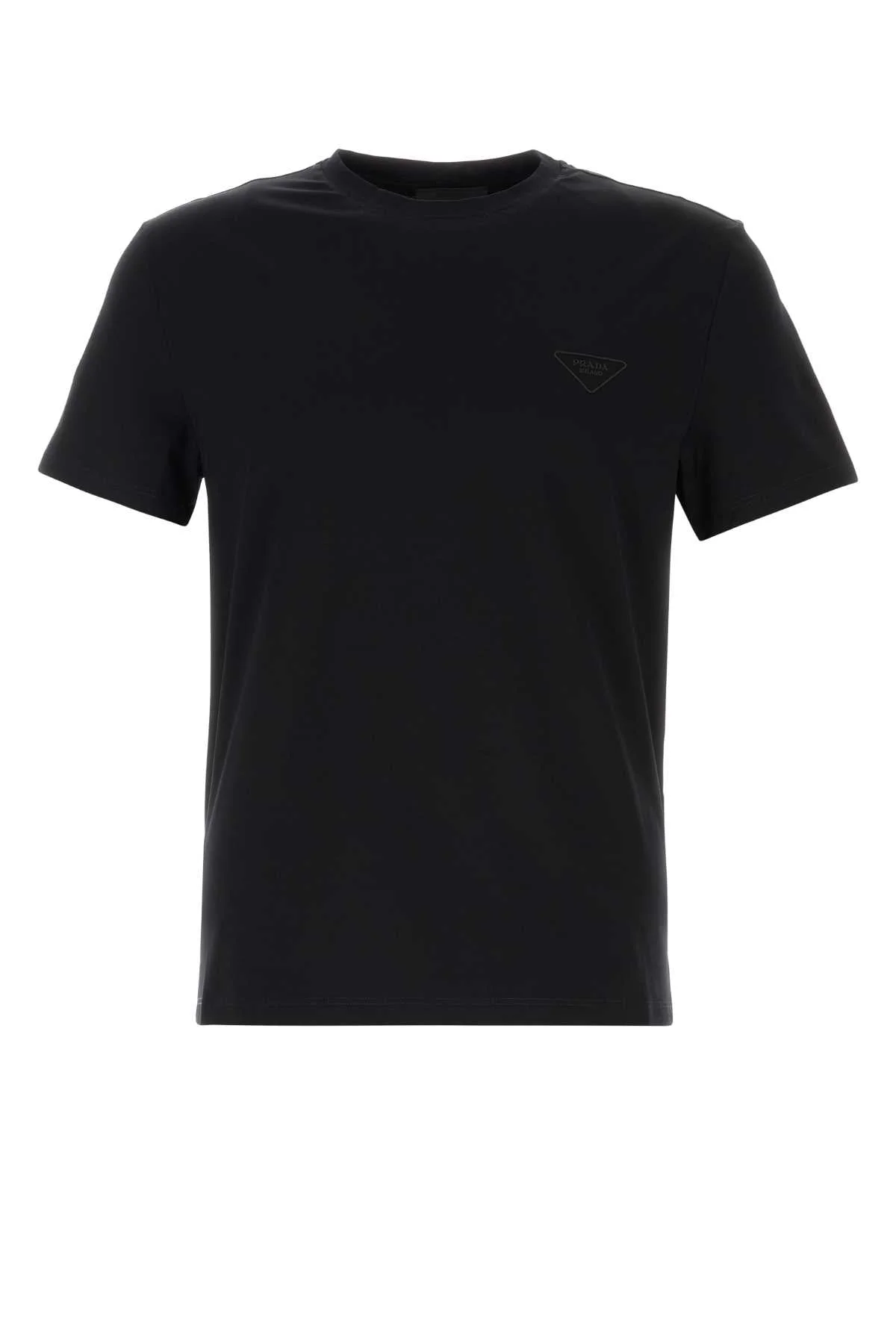 Prada Men Black Cotton T-Shirt - 1