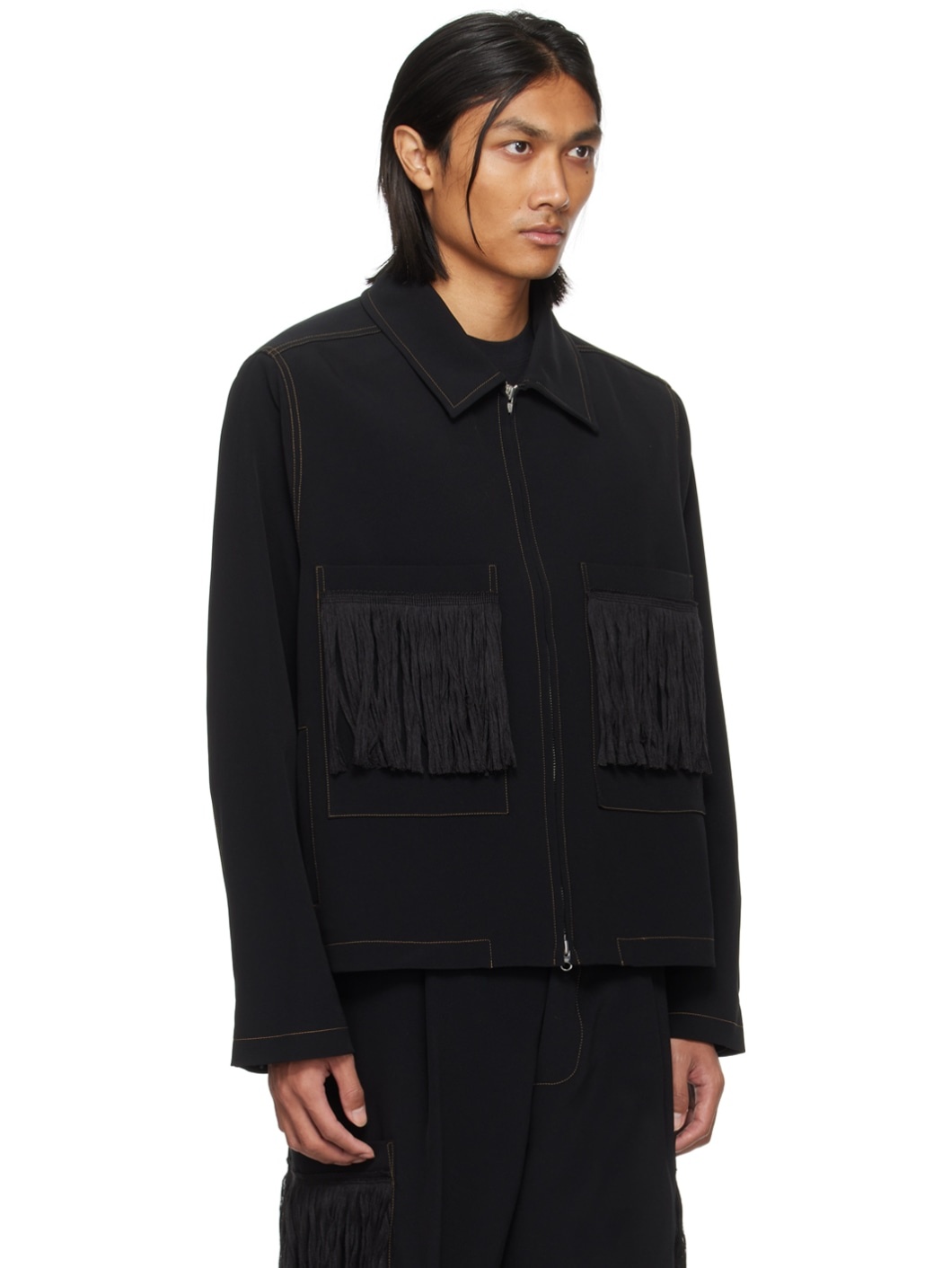 Black Crop Patch Pocket Jacket - 2