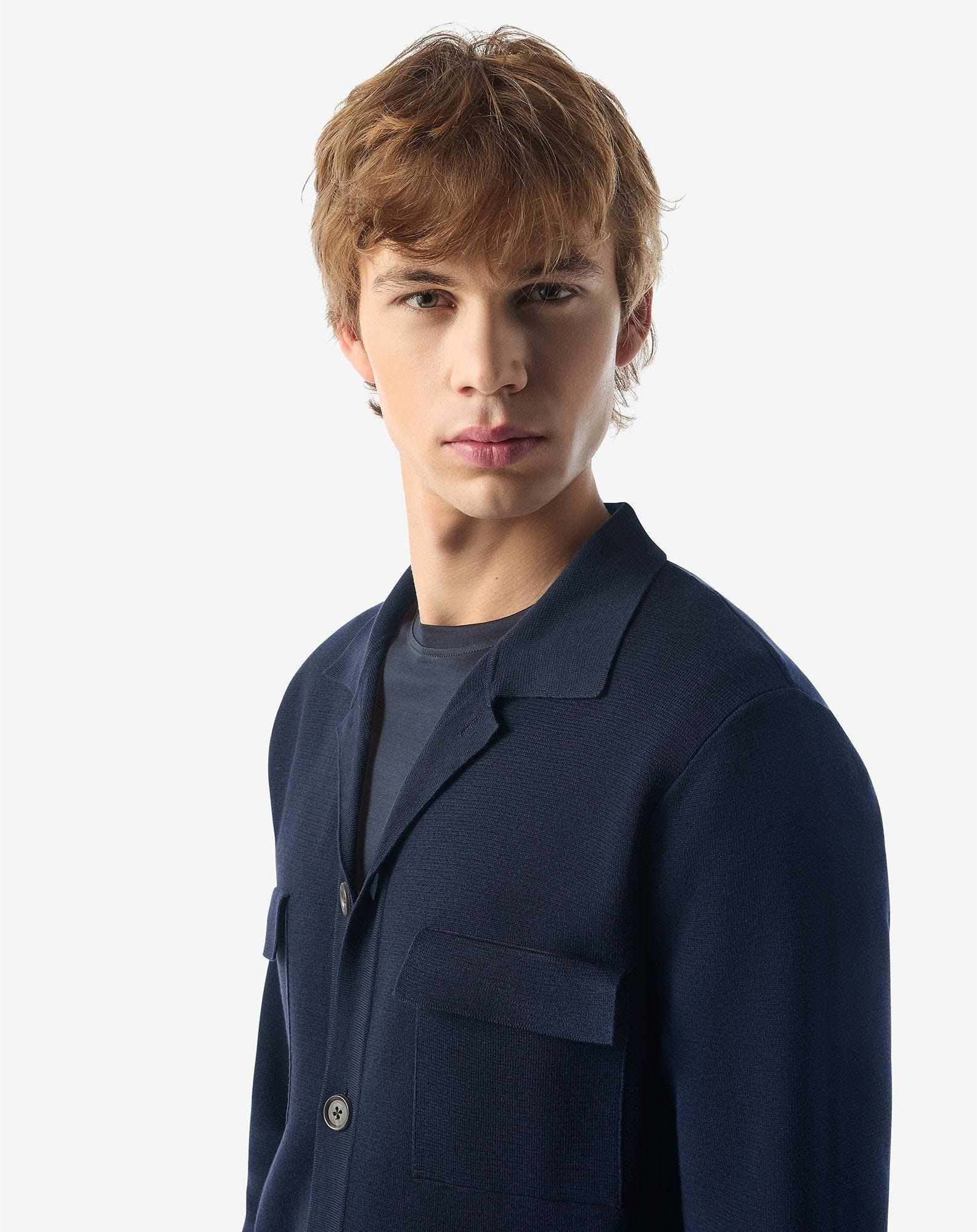 Blue cotton knit shirt - 4