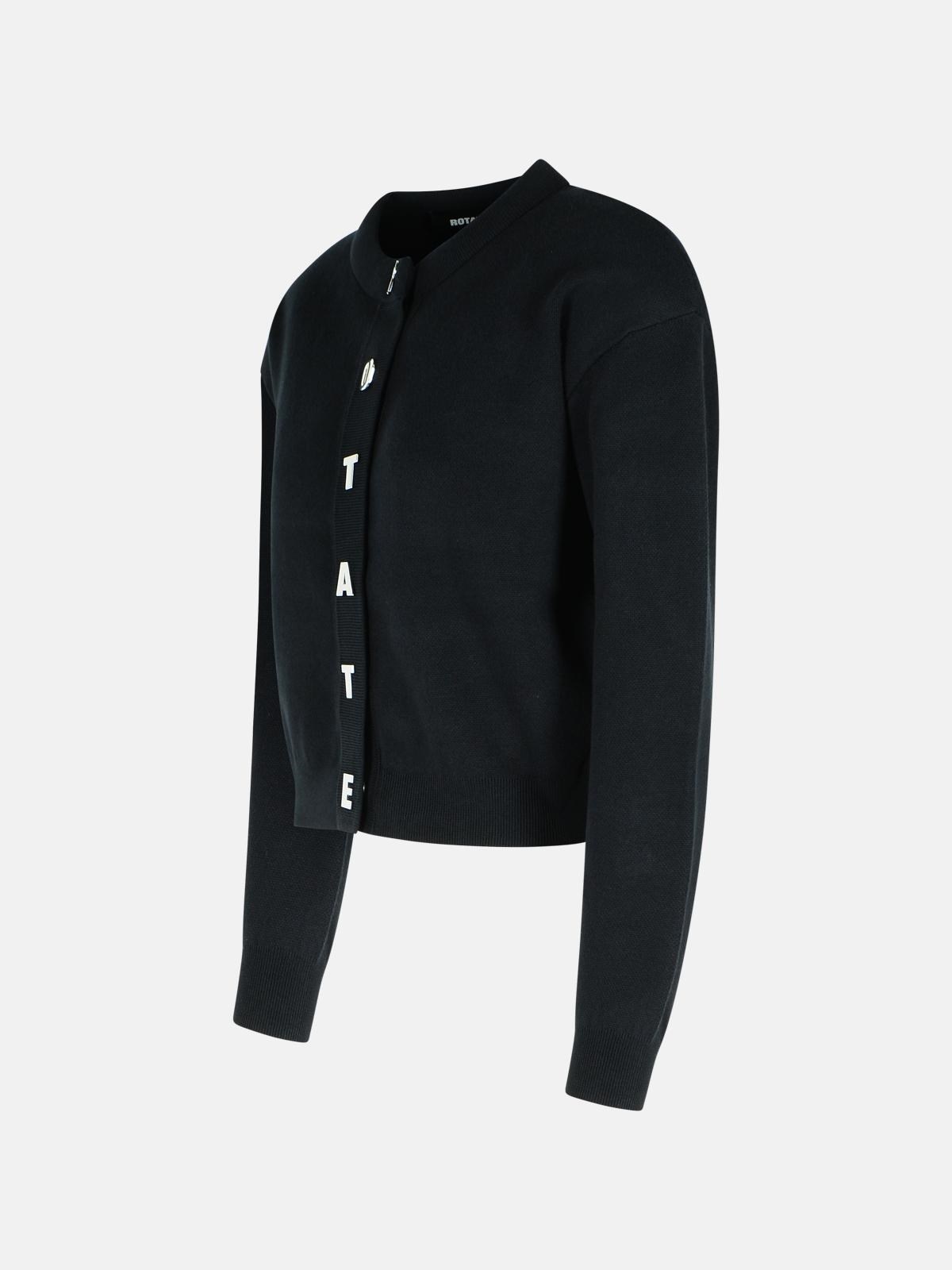 BLACK COTTON BLEND CARDIGAN - 2