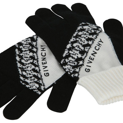 Givenchy Givenchy Ribbed Logo Wool Gloves 'Black/White' outlook