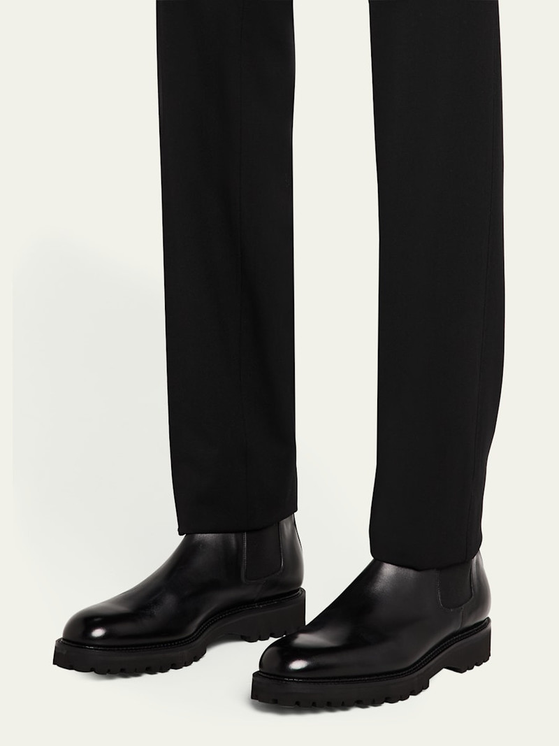 John Lobb Men's Lawry Leather Lug-Sole Chelsea Boots outlook