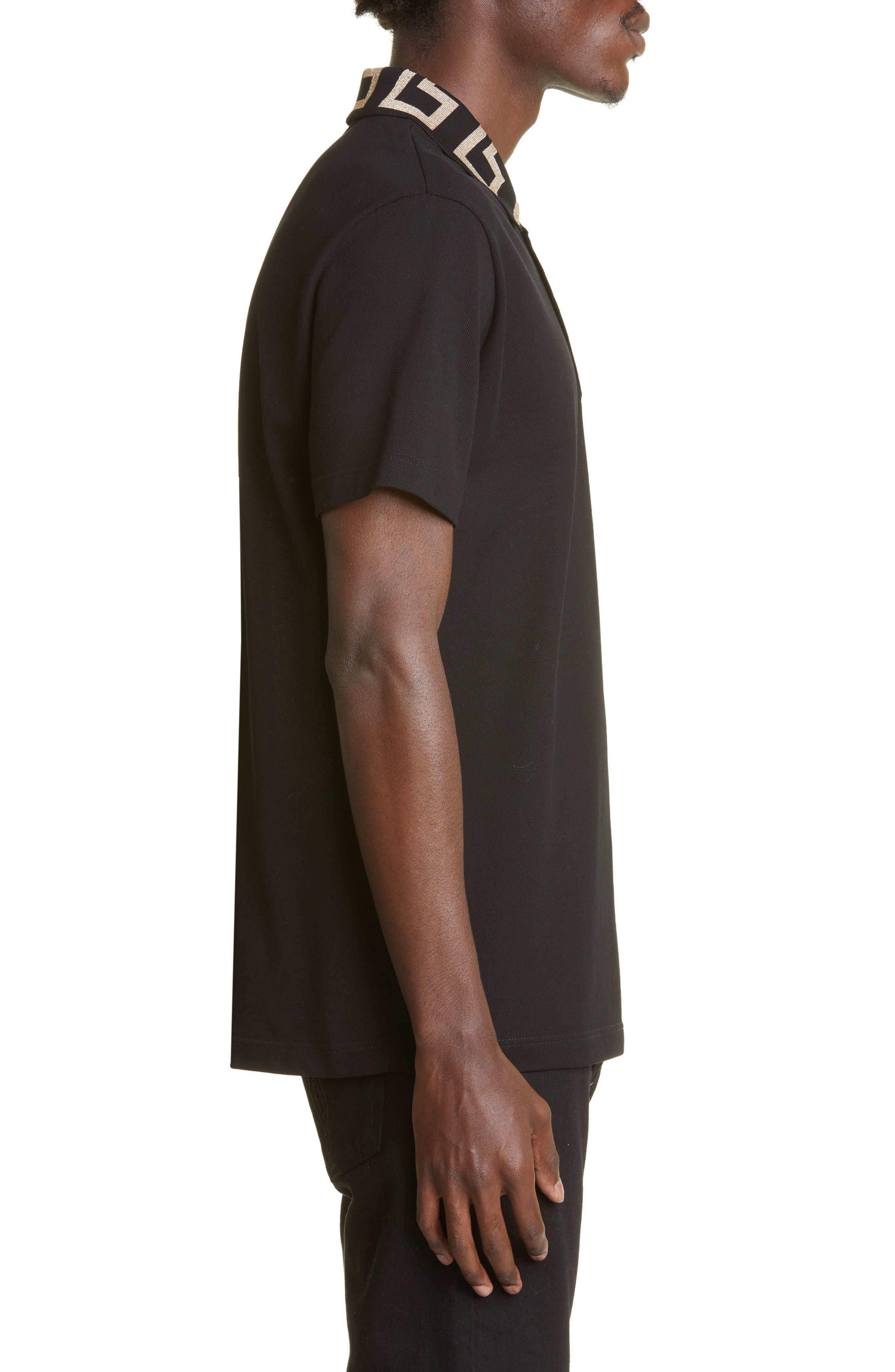 Greco Collar Cotton Piqué Polo - 4