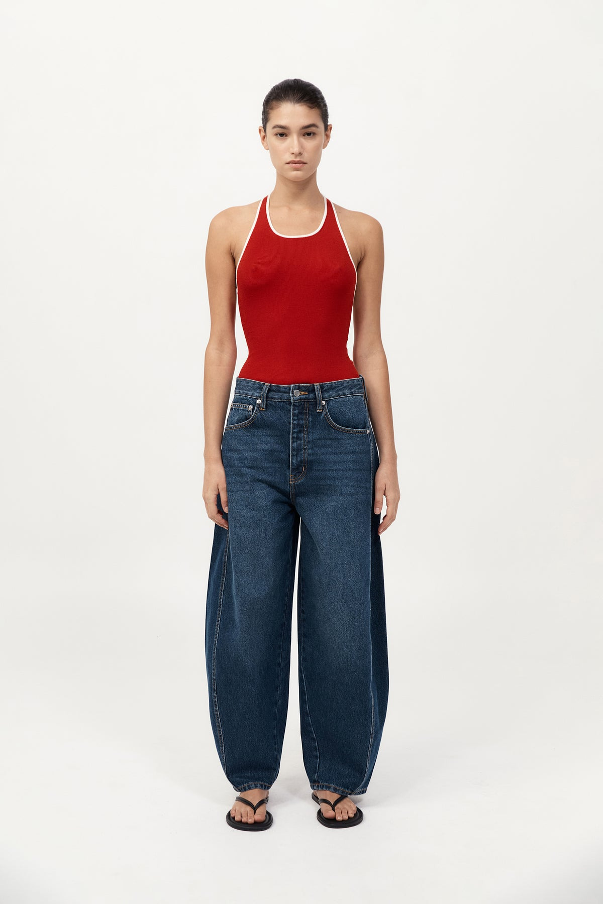 Fine Line Halter Top - Red - 3