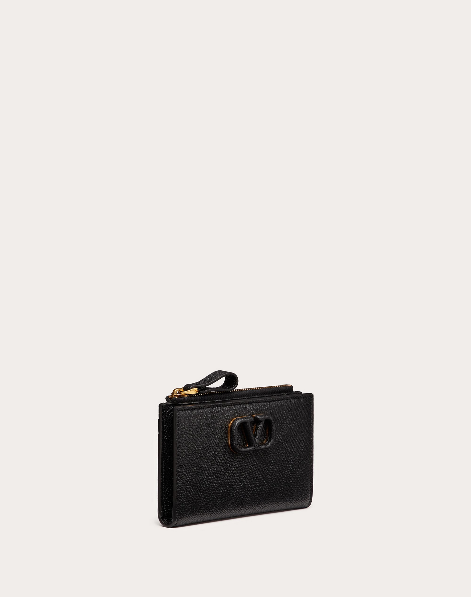 VLOGO SIGNATURE GRAINY CALFSKIN CARDHOLDER WTH ZIPPER - 9