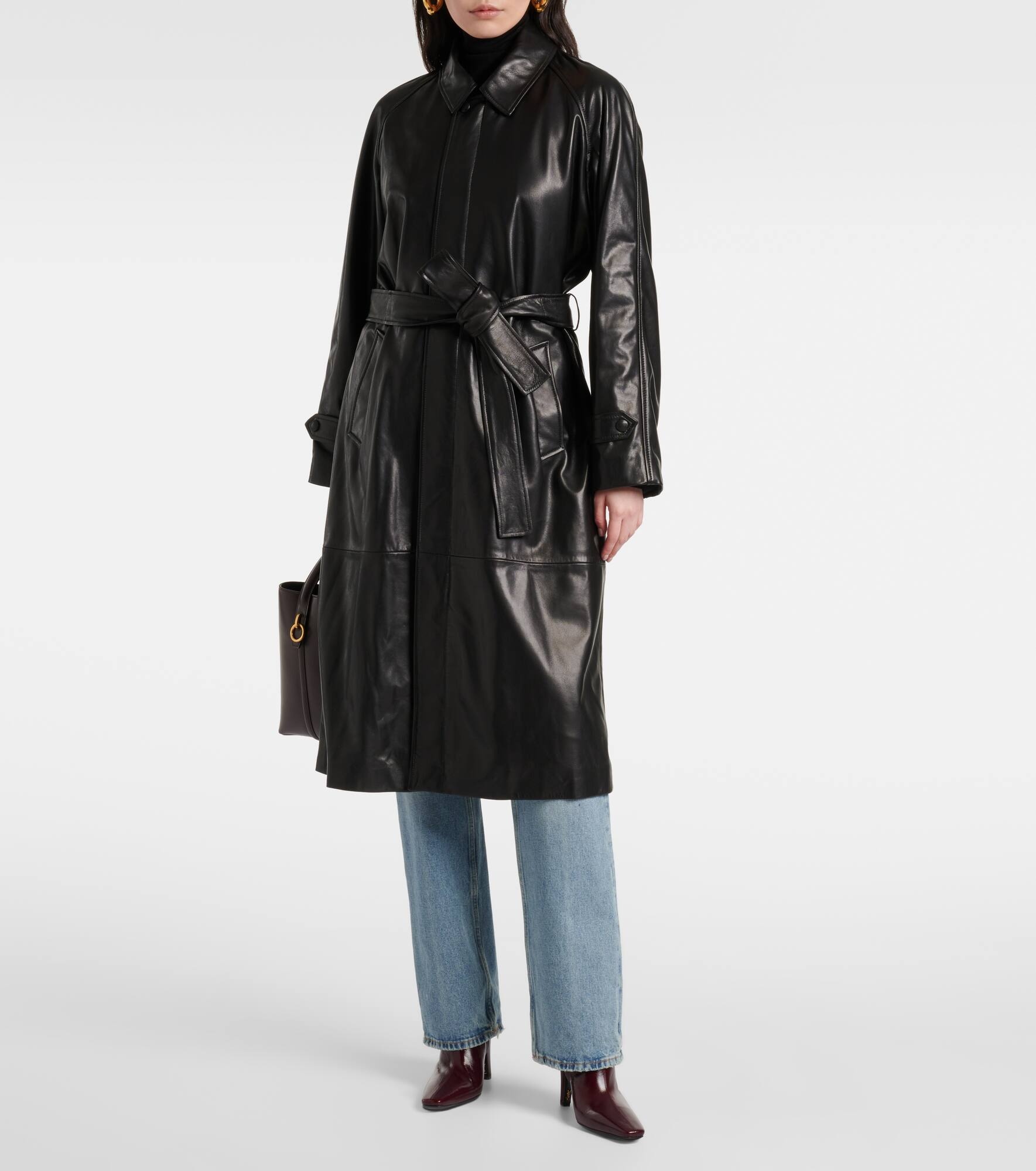 Isolde belted leather coat - 6