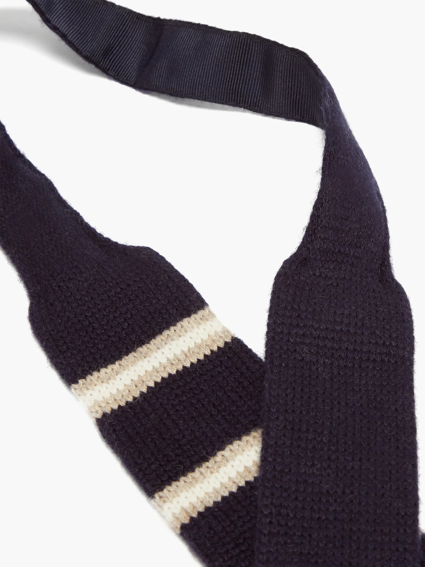 Striped knitted-cashmere tie - 3