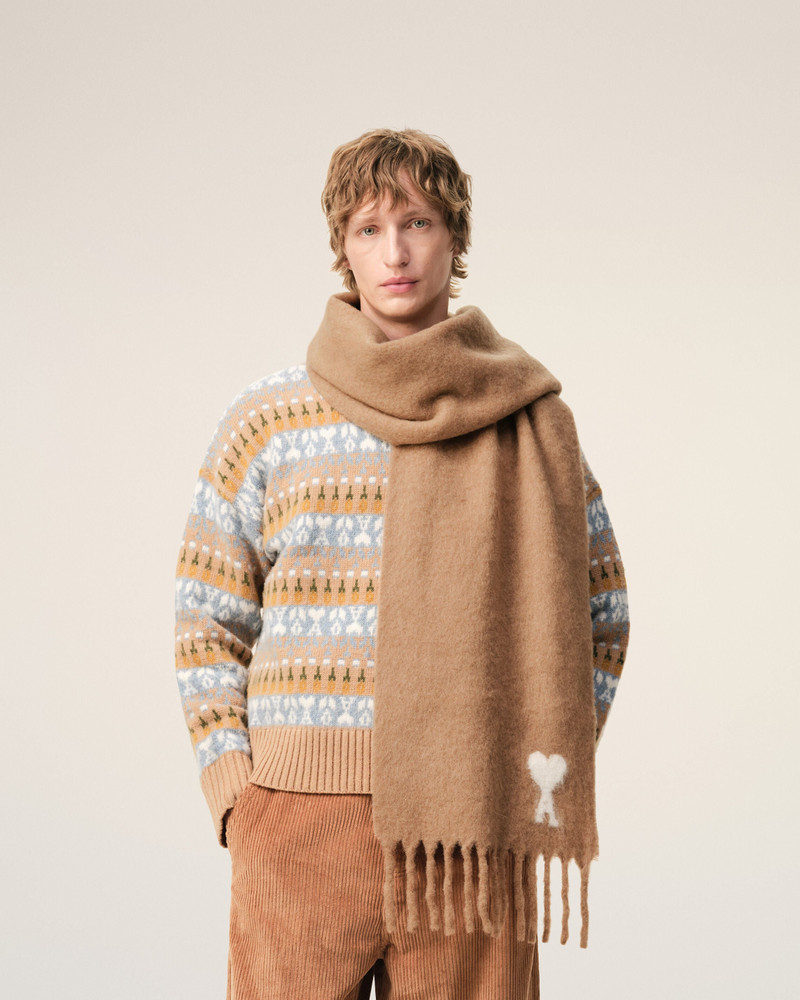AMI Paris BROWN ALPACA AMI DE COEUR SCARF outlook