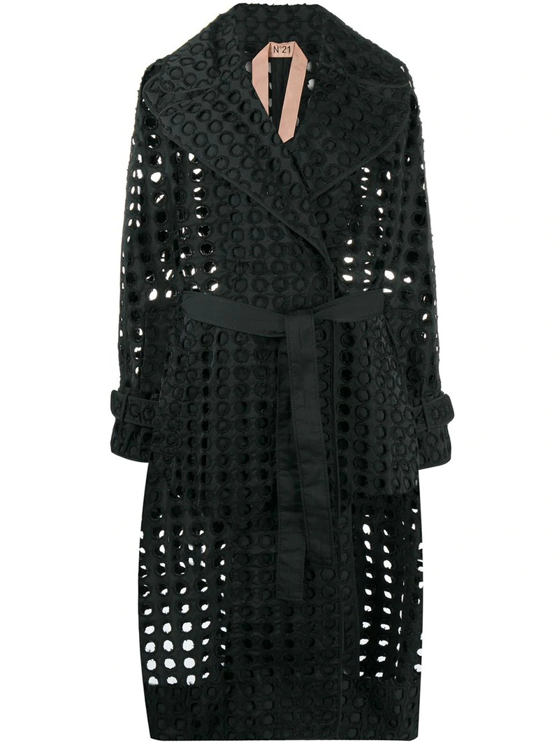 perforated-design midi coat 1