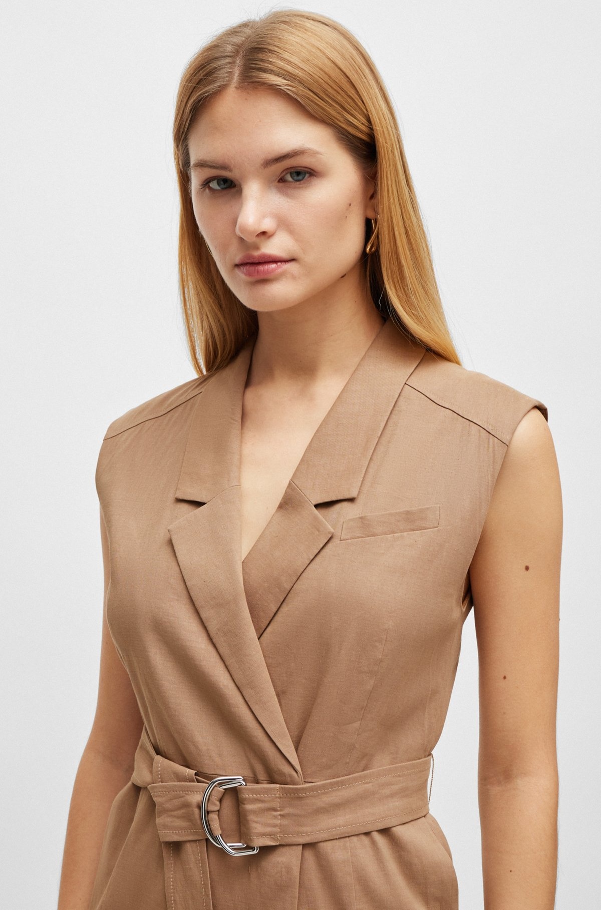 BELTED WRAP DRESS IN A LINEN BLEND - 5