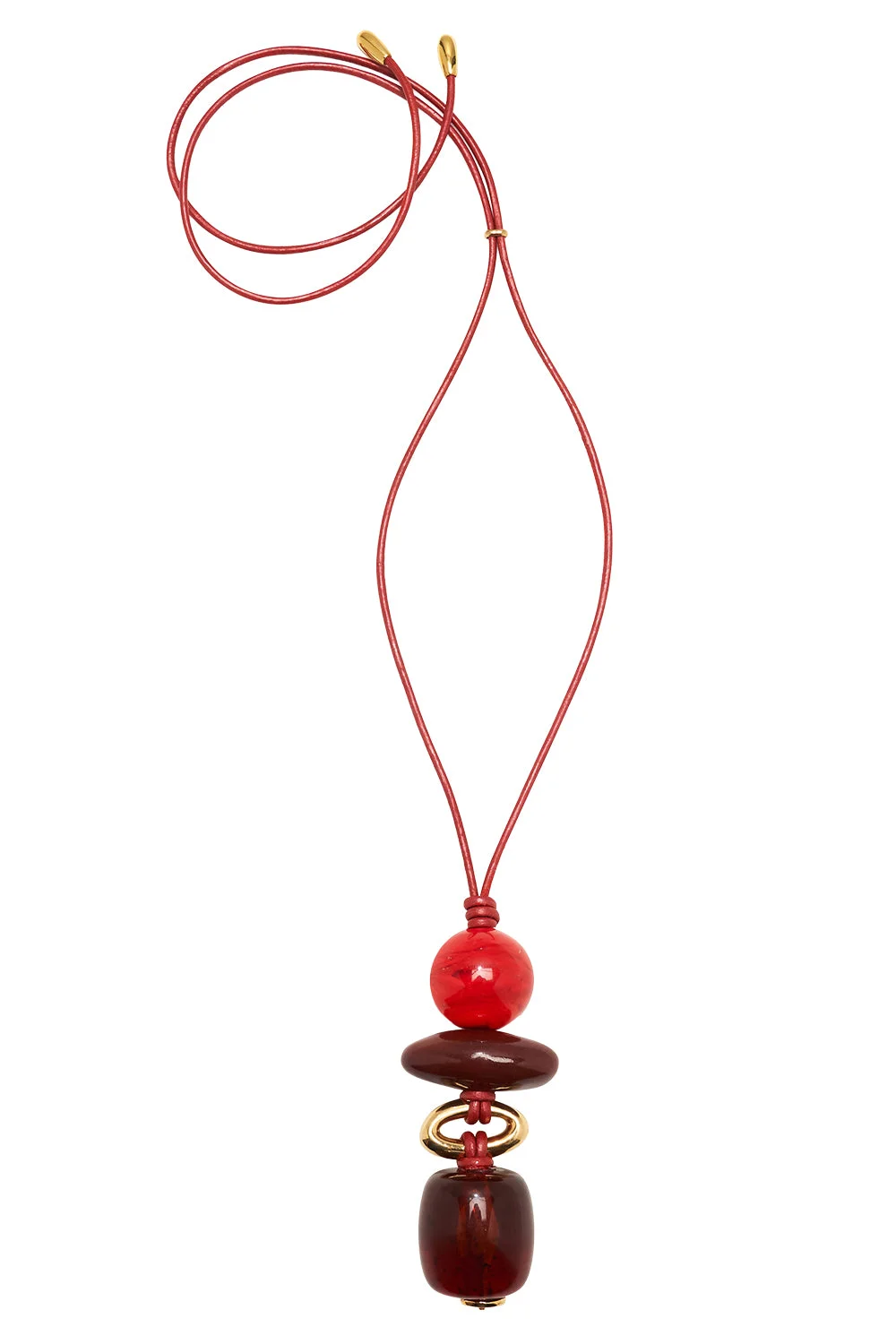 Museo Acrylic Glass Beaded Leather Cord Necklace - 1