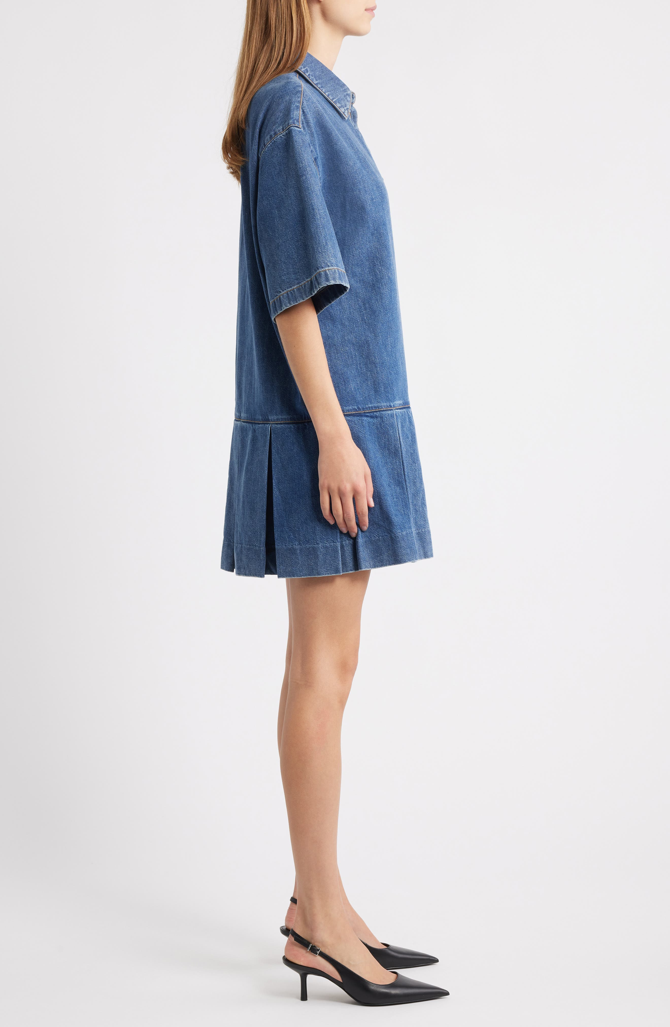 FRAME Tennis Cotton Blend Denim Minidress in Potion at Nordstrom - 3