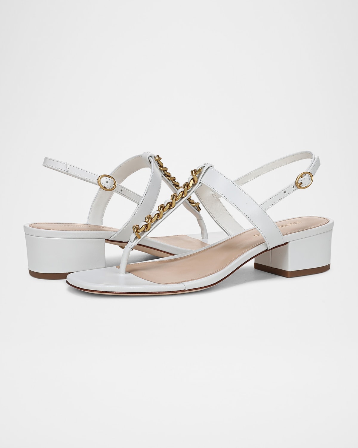 Andie Leather Chain Slingback Sandals - 7