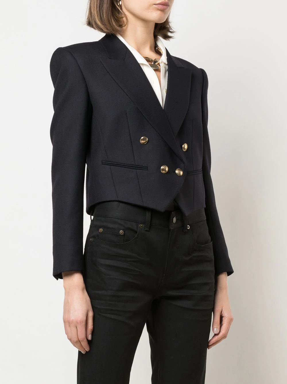 cropped double-breasted blazer - 3