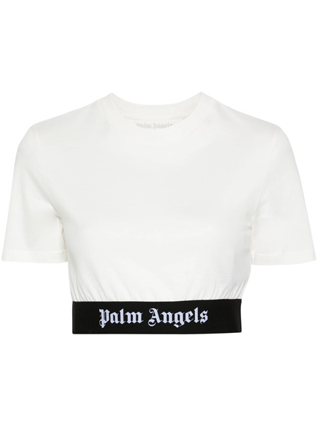 Cropped T-shirt with logo band - 1