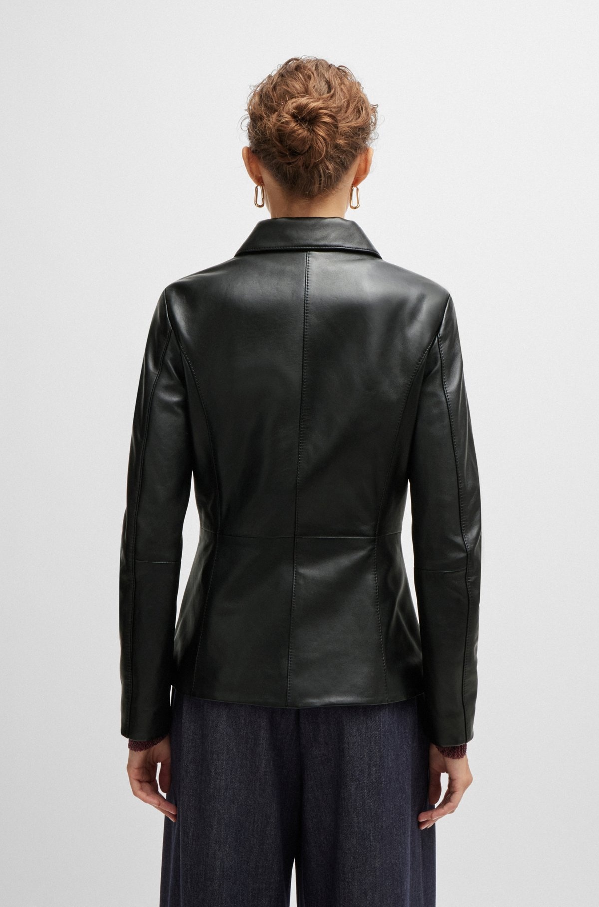 LEATHER JACKET WITH ASYMMETRIC TWO-WAY ZIP - 4