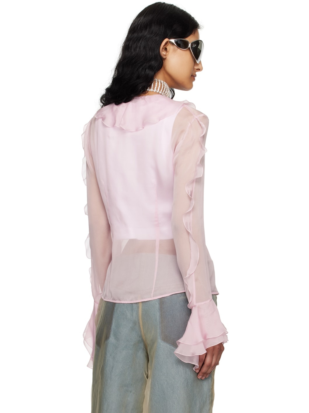 Pink Ruffle Blouse - 3