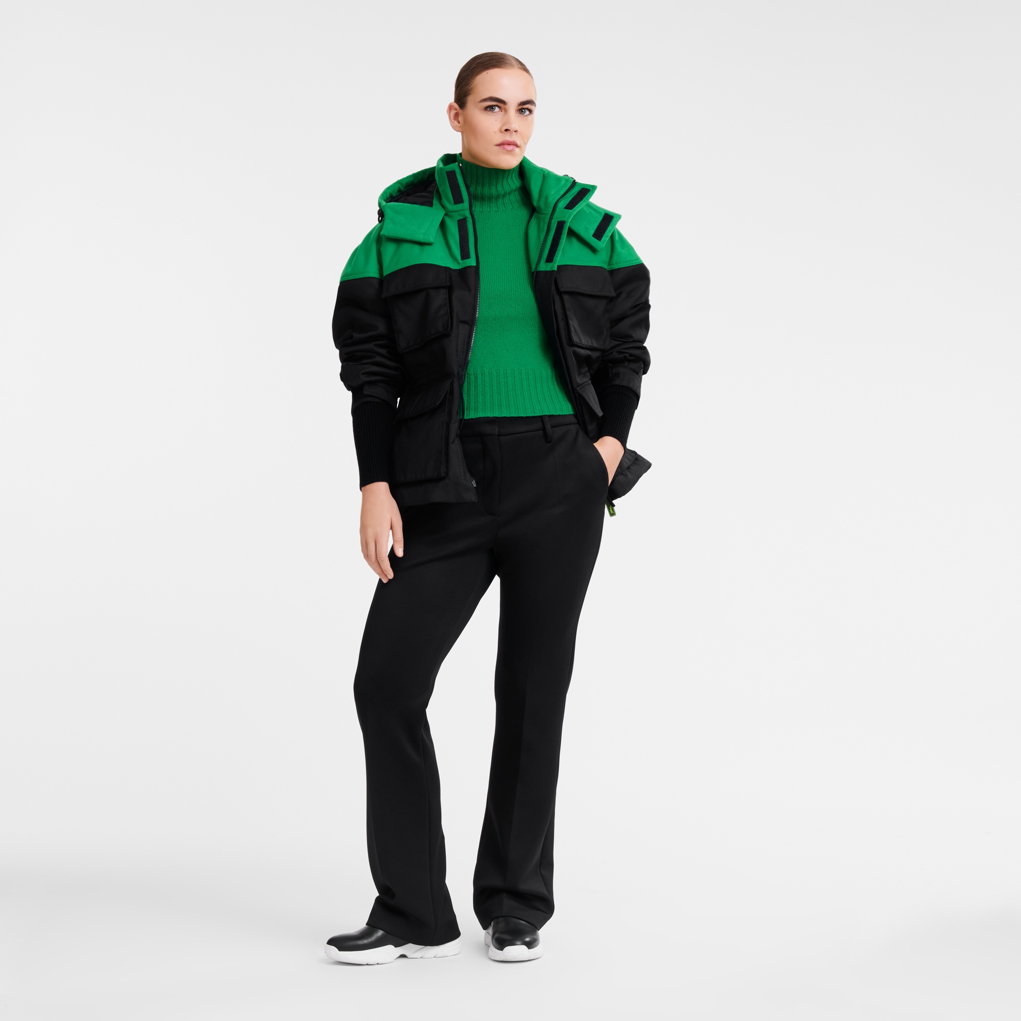 Short parka Green - Technical canvas - 2