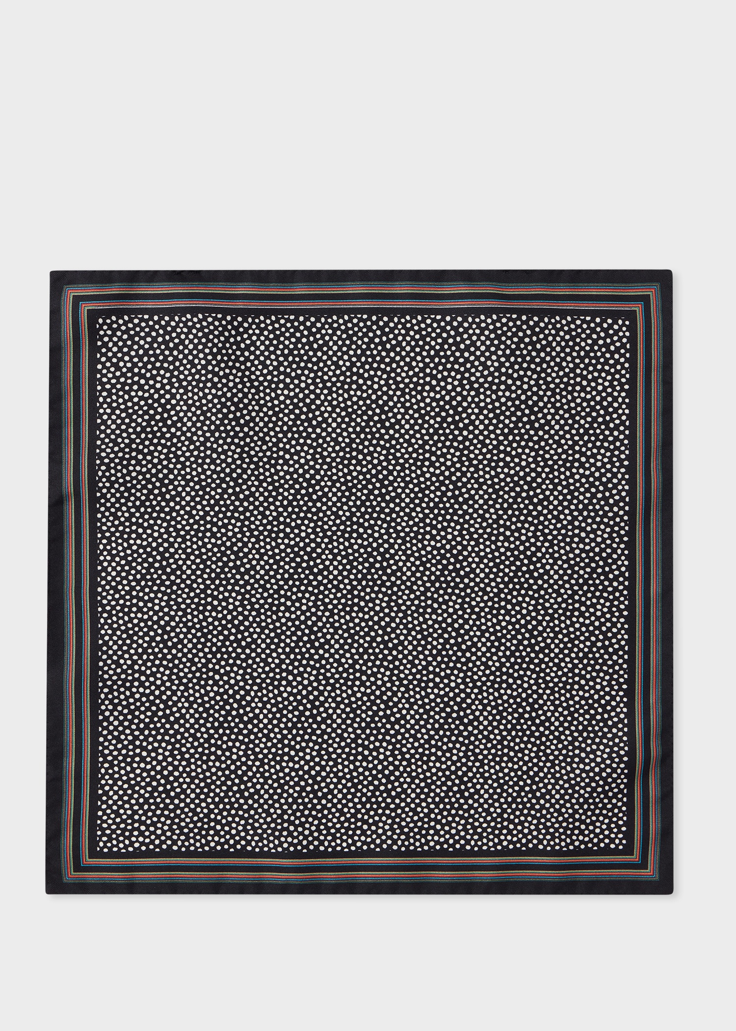 Black Polka Dot and 'Signature Stripe' Trim Pocket Square - 1