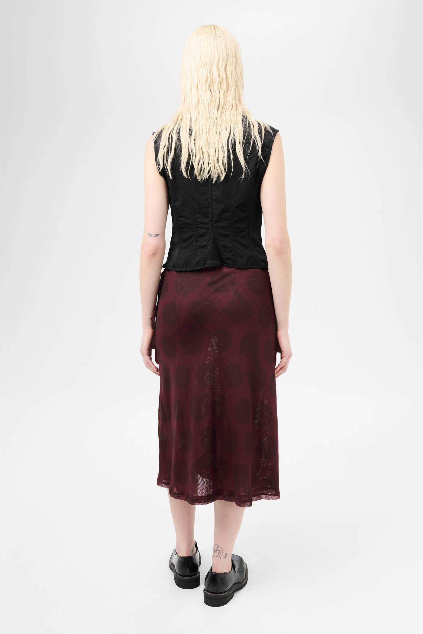 Ballon Skirt Dotted Pink Print Mesh - 6