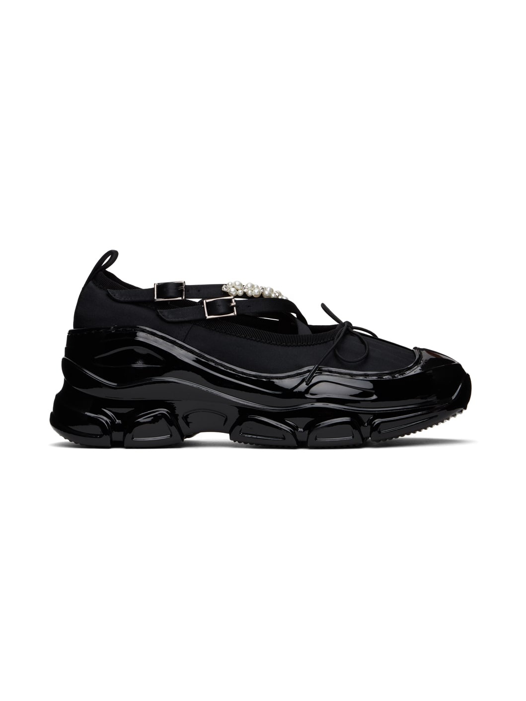 Black Beaded Tracker Ballerina Sneakers - 1
