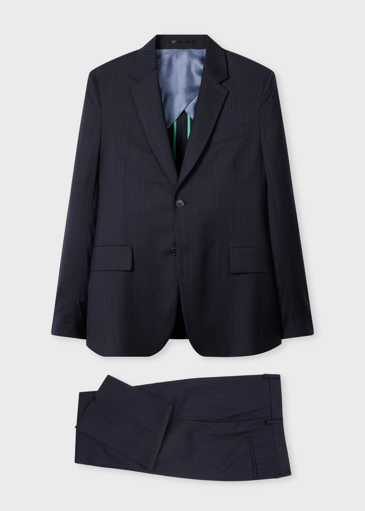 Navy Stripe Tropical Wool Suit - 1