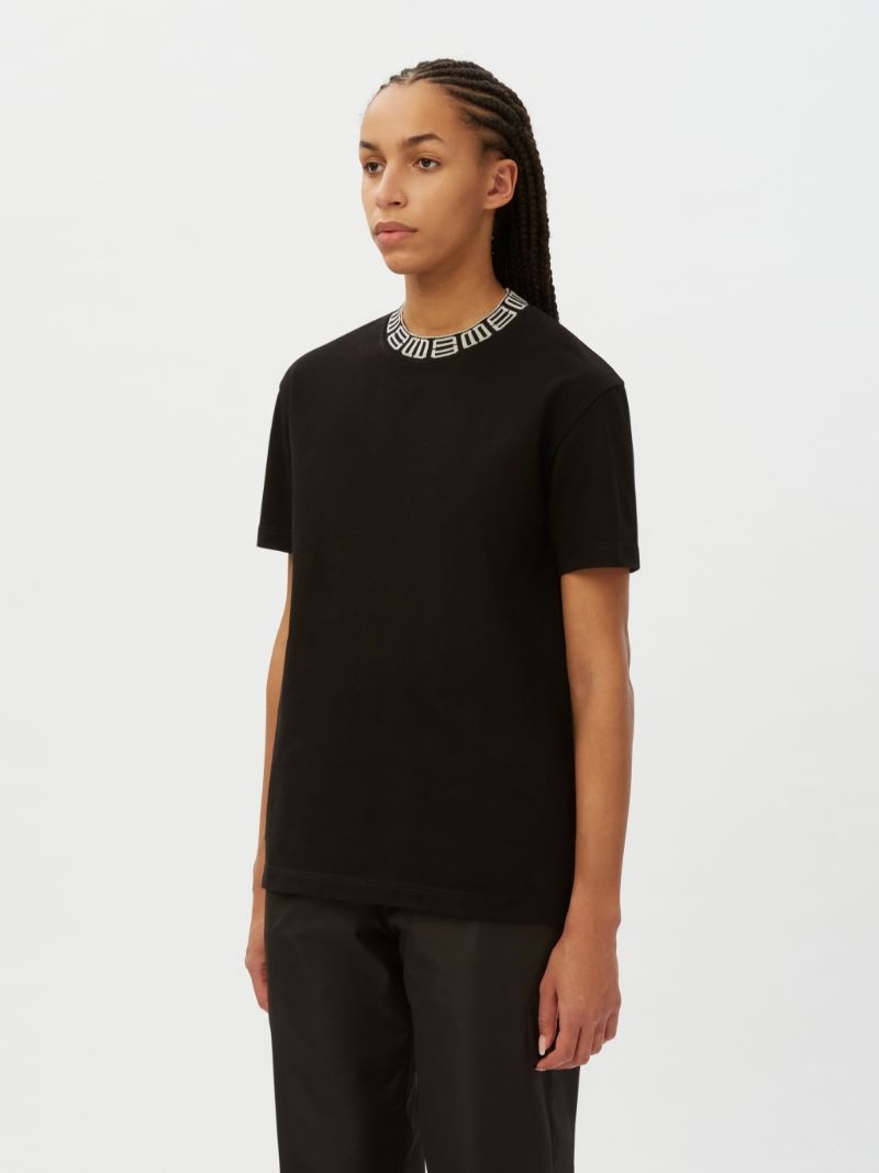 MONOGRAM RIB COLLAR T-SHIRT - 4