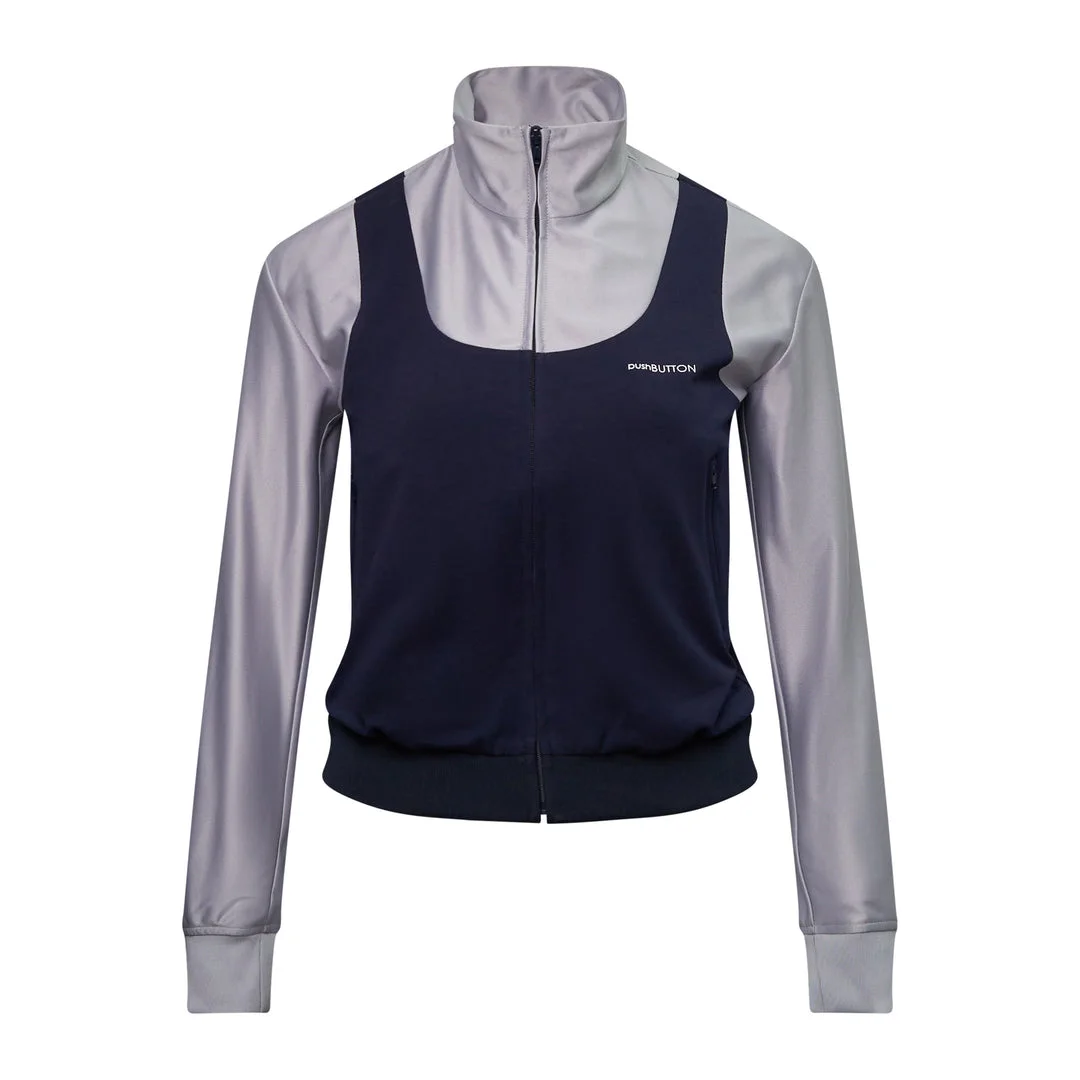 Gray Layered Sleeveless Track Top - 1