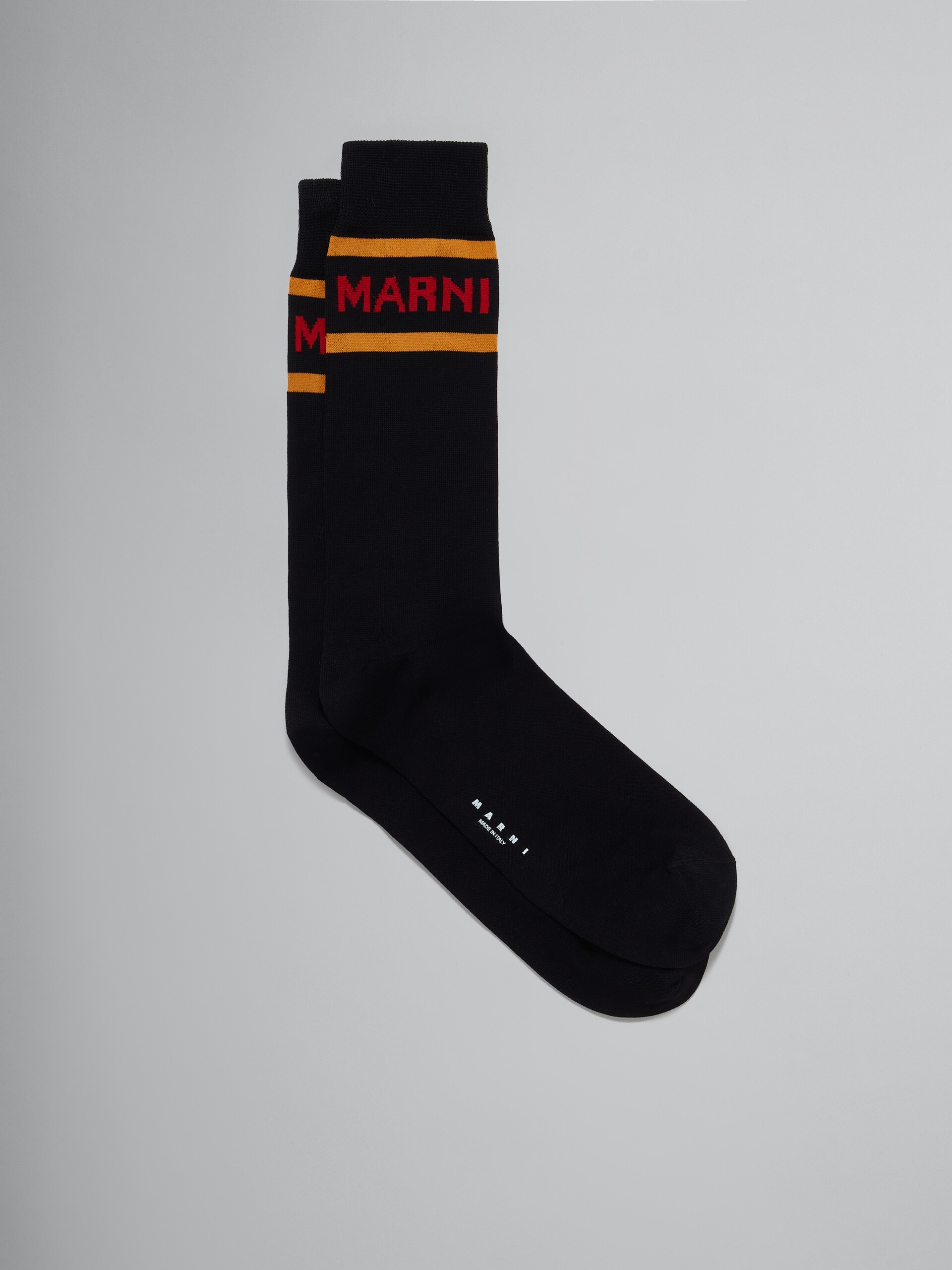 BLACK SOCKS WITH LOGO CUFFS - 1