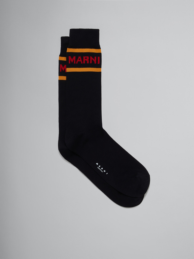 BLACK SOCKS WITH LOGO CUFFS 1