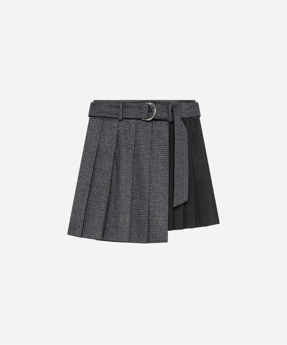 Pleated wool blend skirt with houndstooth pattern - 1