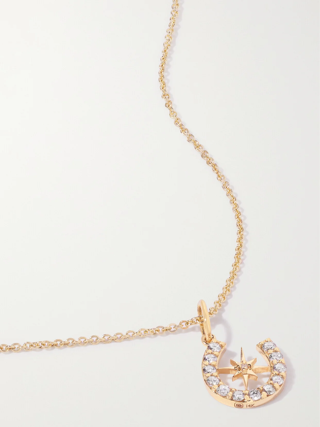 Starburst Horseshoe 14-karat Gold Diamond Necklace - 1
