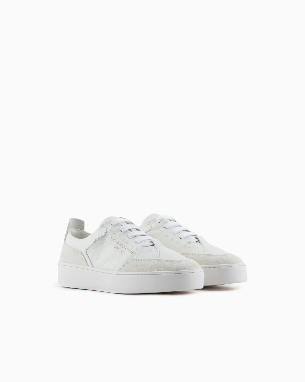 Leather sneakers with suede details and embossed logo - 2