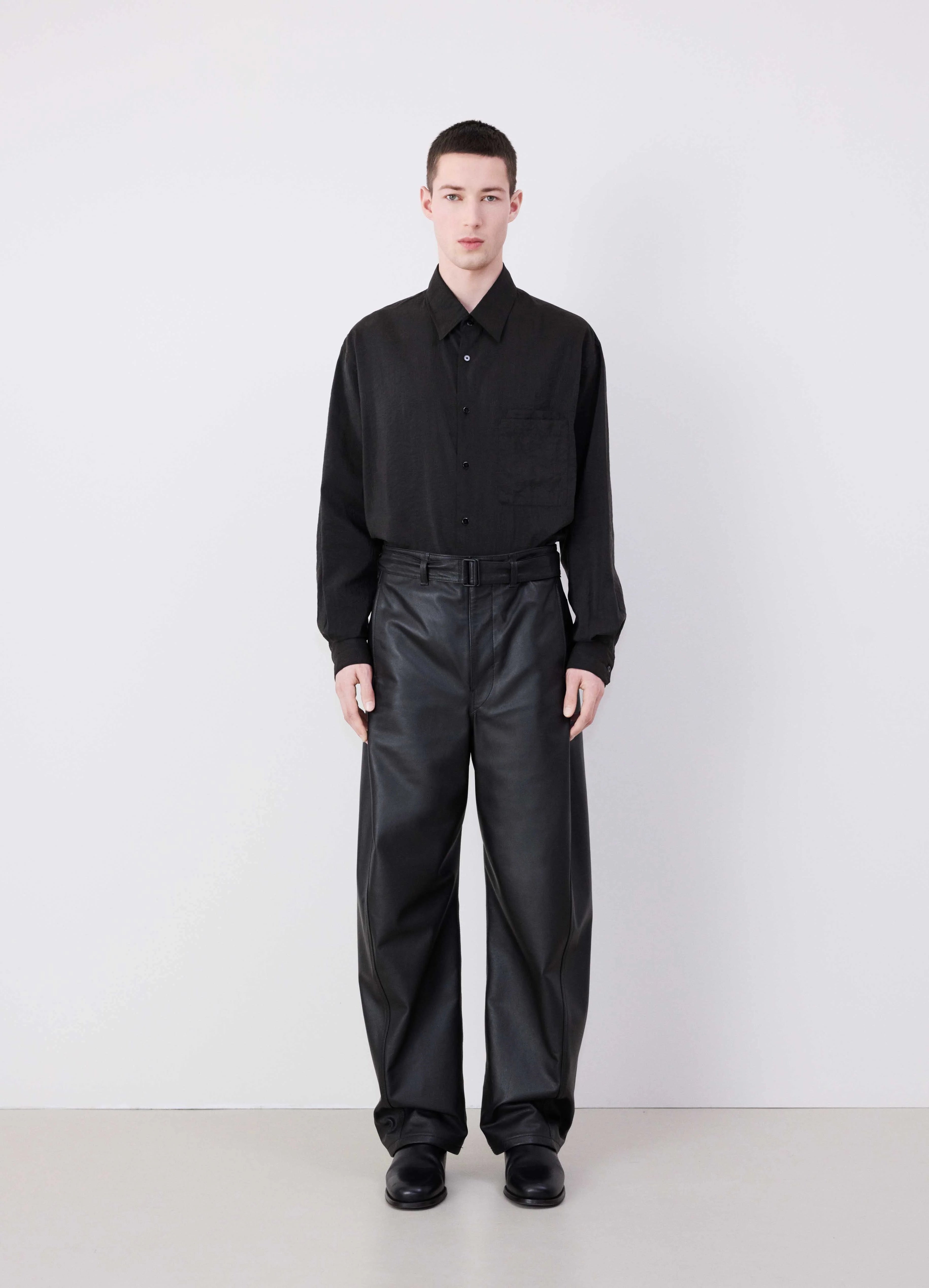 LEATHER BELTED TWISTED PANTS - 4