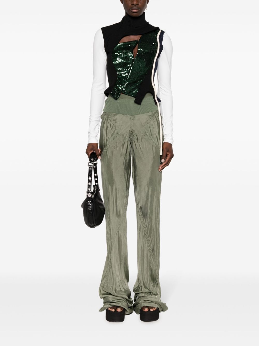 sequin-embellished panelled top - 2