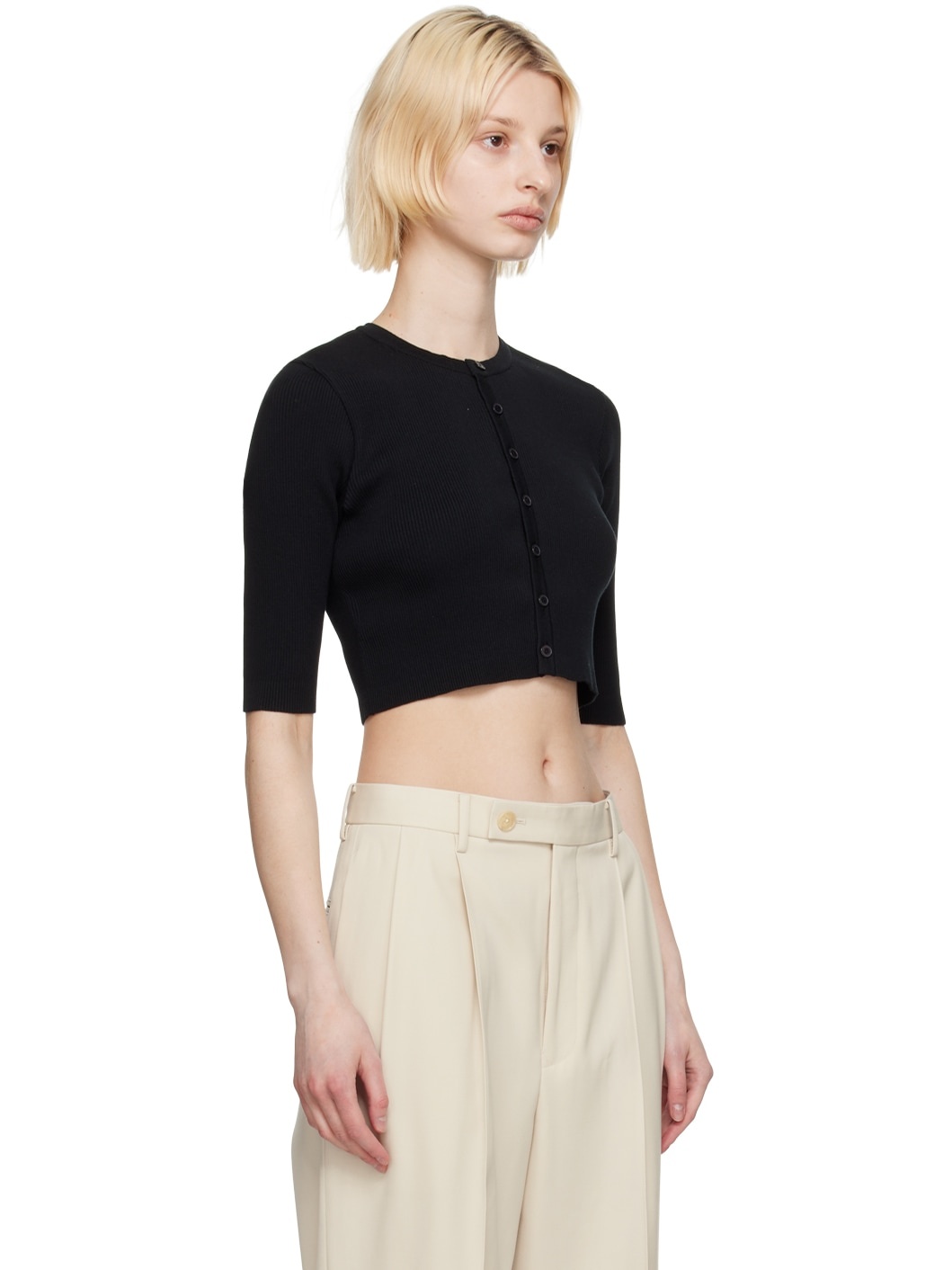 Black Rib Cardigan - 4