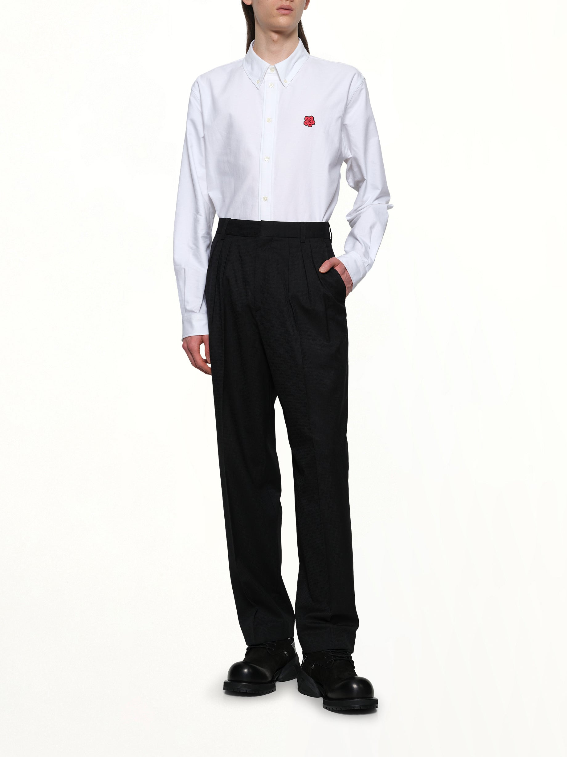 Kenzo Weave Pleated Tailored Pant in Black - 4