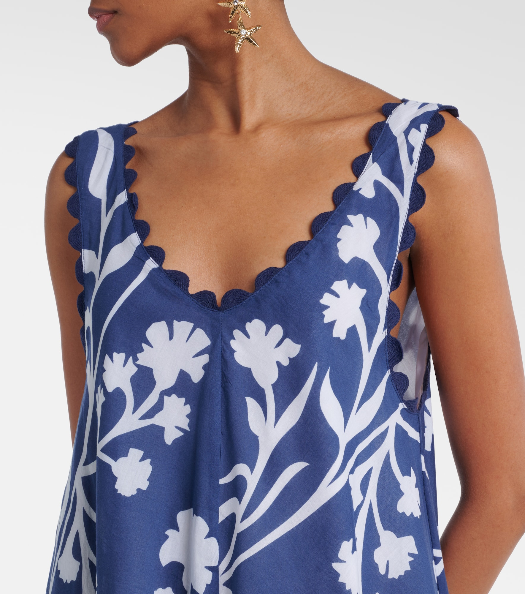 Floral scalloped cotton minidress - 4