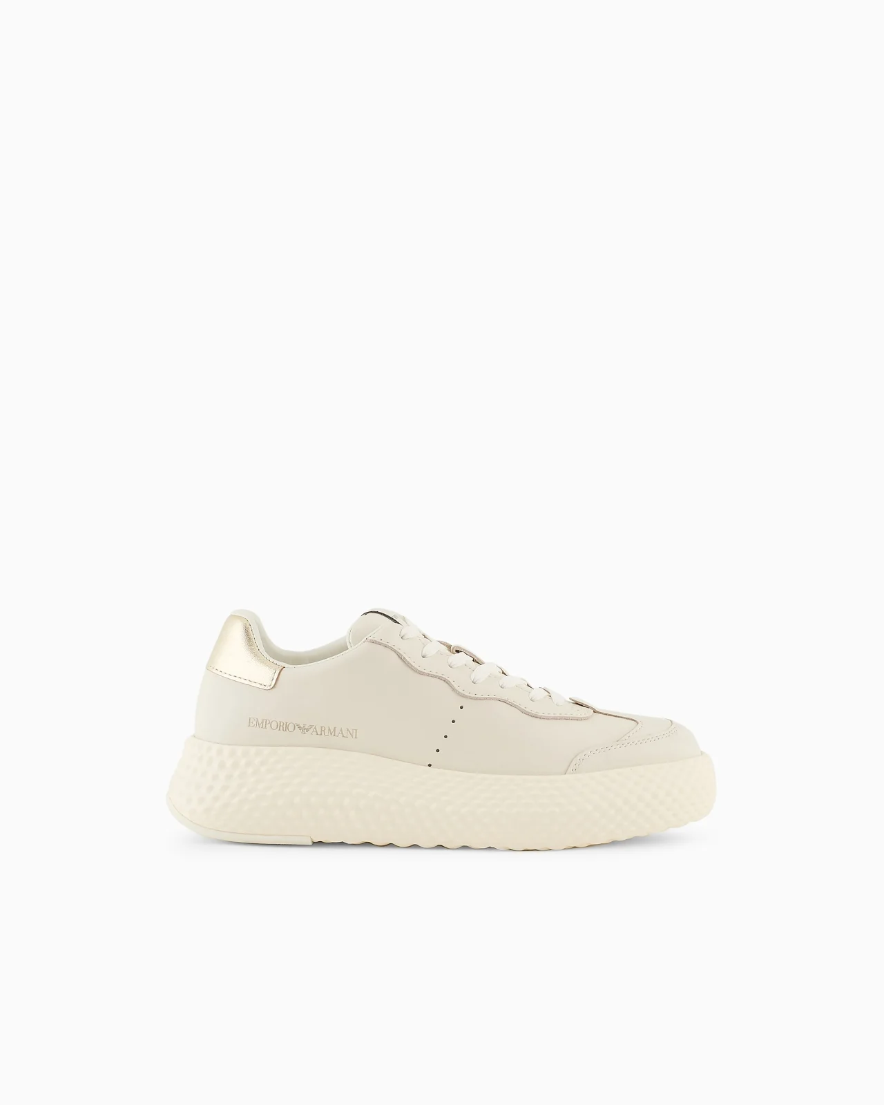 Chunky leather sneakers with gold back - 1