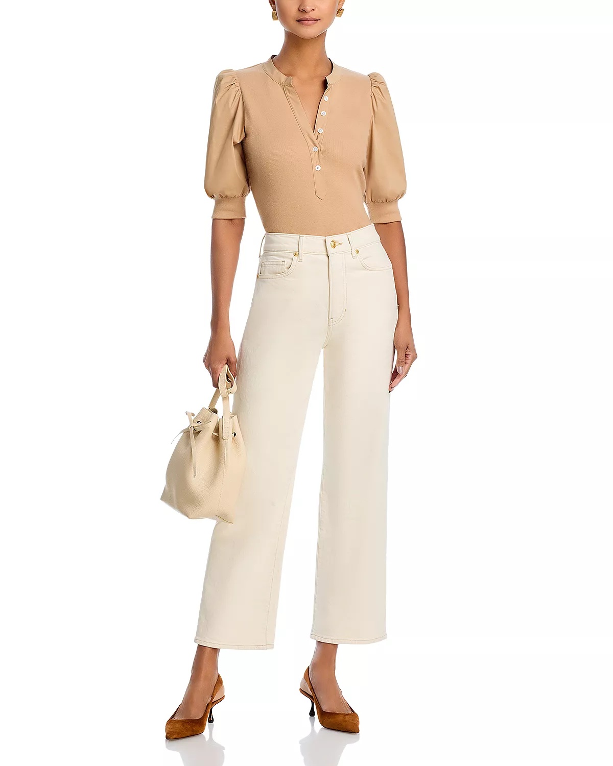 Dylan High Rise Straight Leg Ankle Jeans in Ecru - 2