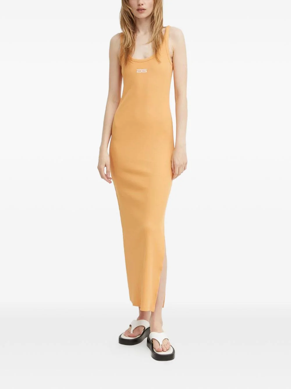 ribbed embroidered midi dress - 1