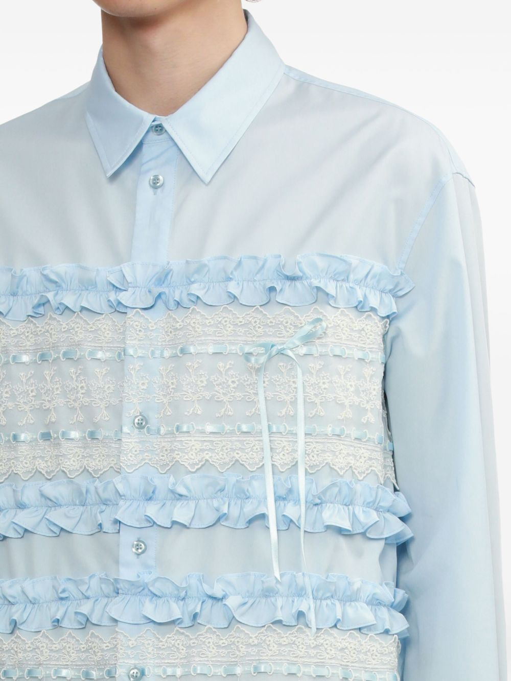 lace-insert ruffled shirt - 5