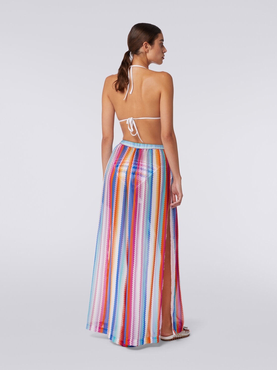 Cover up trousers in zigzag cotton and silk - 4