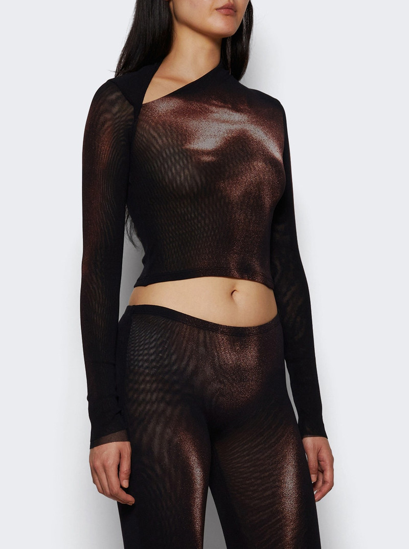 Jean Paul Gaultier Printed Body Dust Mesh Crop Top Black And Brown outlook