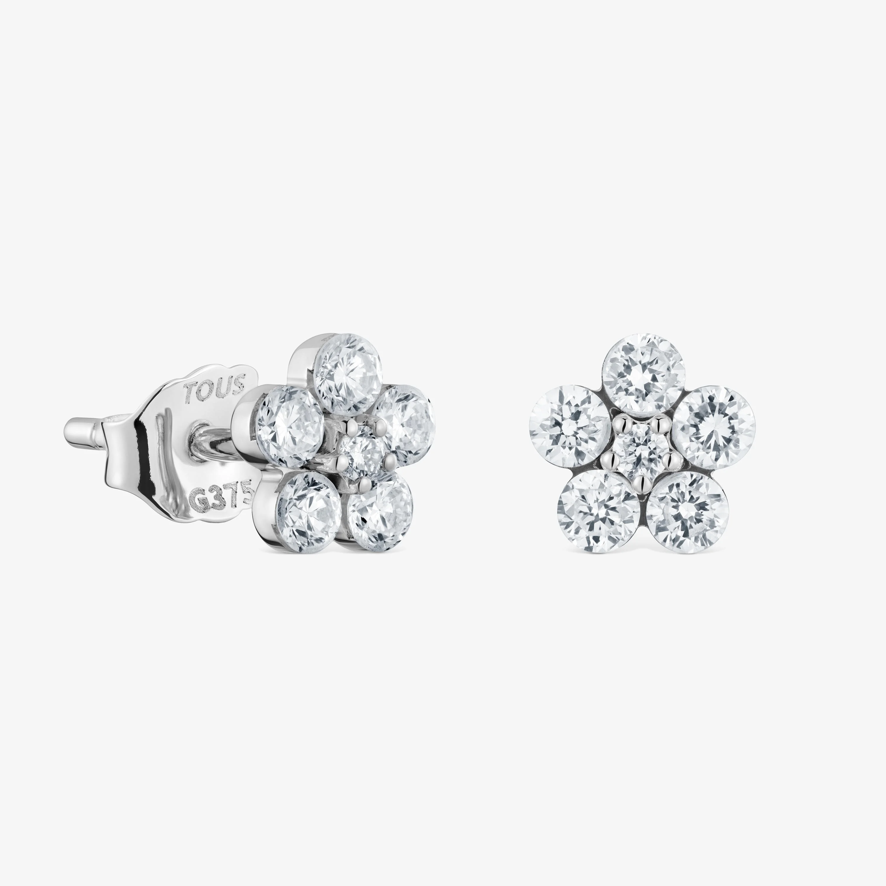 9kt white gold and lab-grown diamond flower Earrings TOUS Irisé LGD - 1