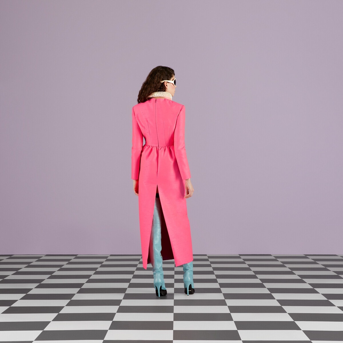 Silk blend dress with collar - 7