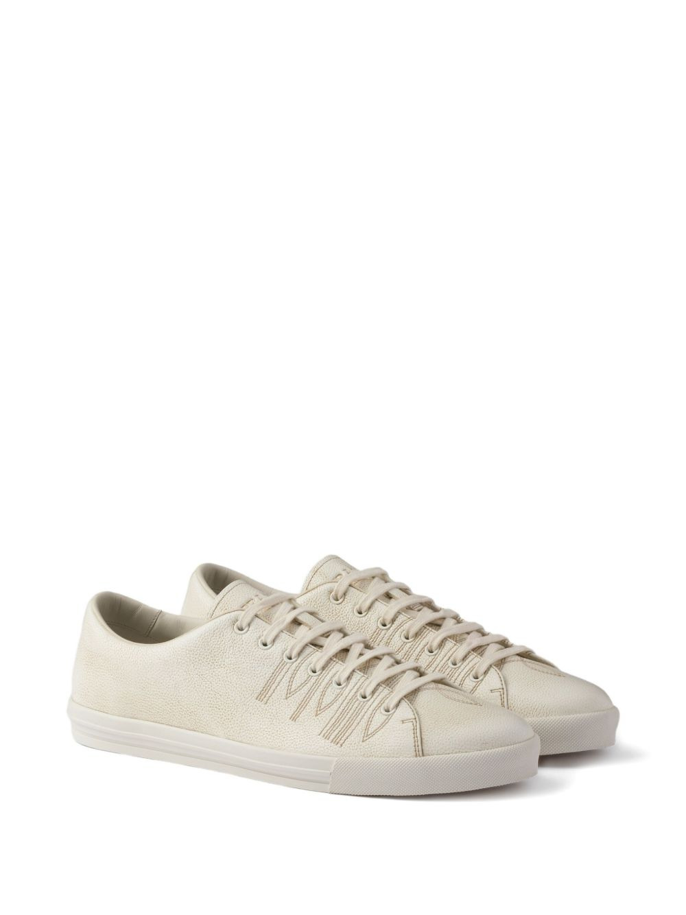 distressed leather sneakers - 2