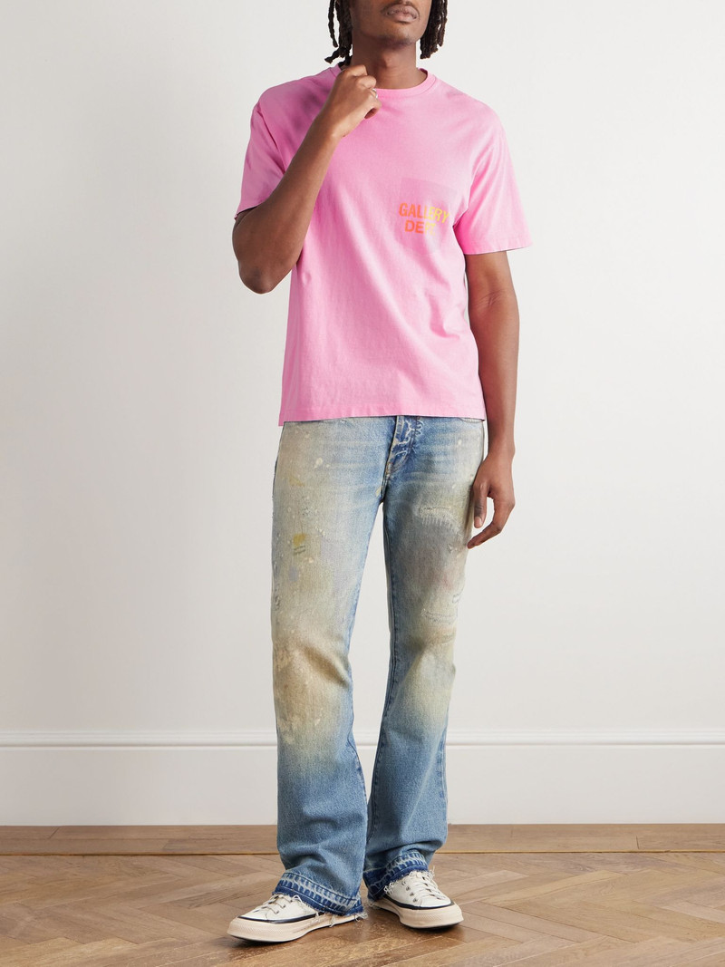 GALLERY DEPT. Boardwalk Logo-Print Paint-Splattered Cotton-Jersey T-Shirt Pink outlook