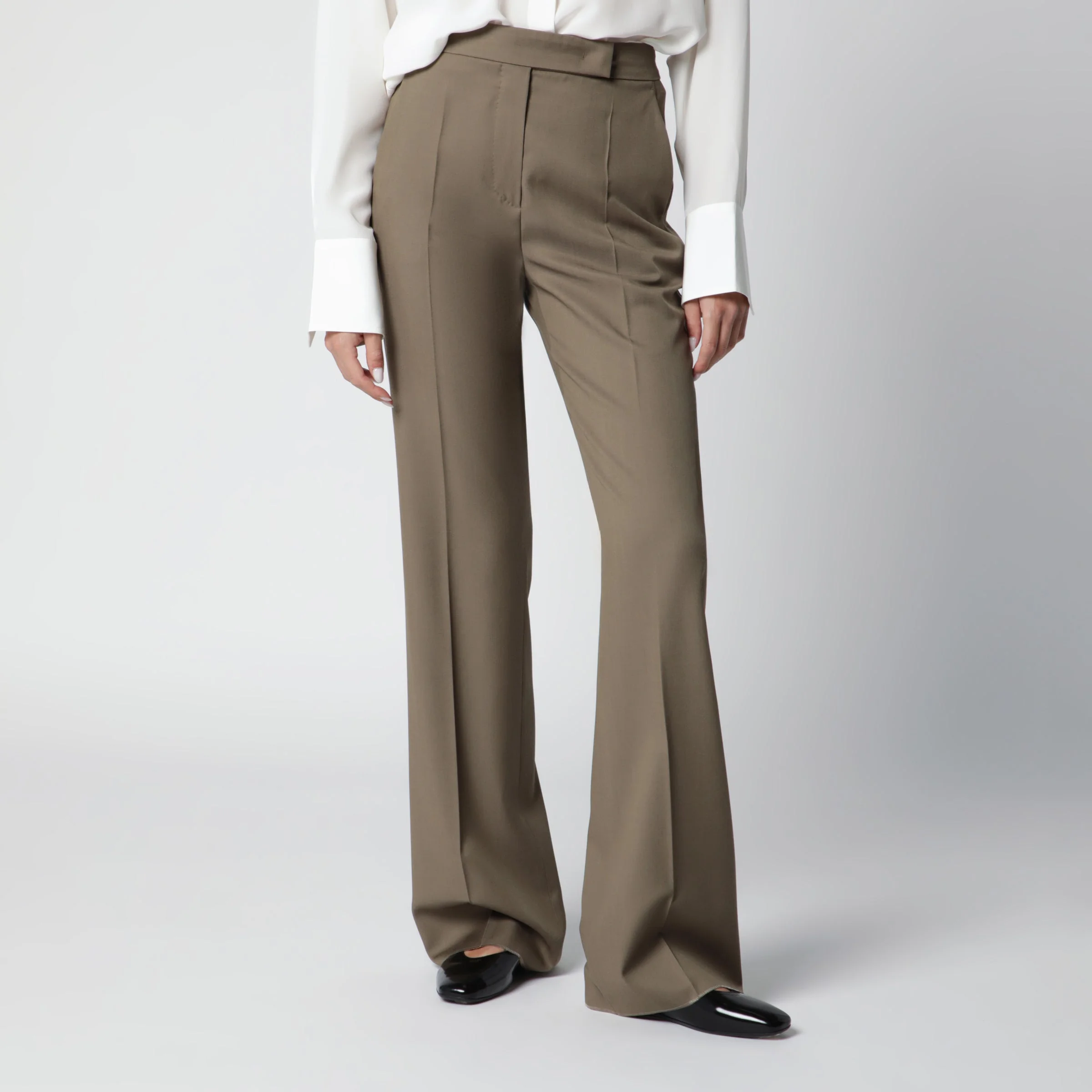 Camel Wool Gabardine Trousers - 1