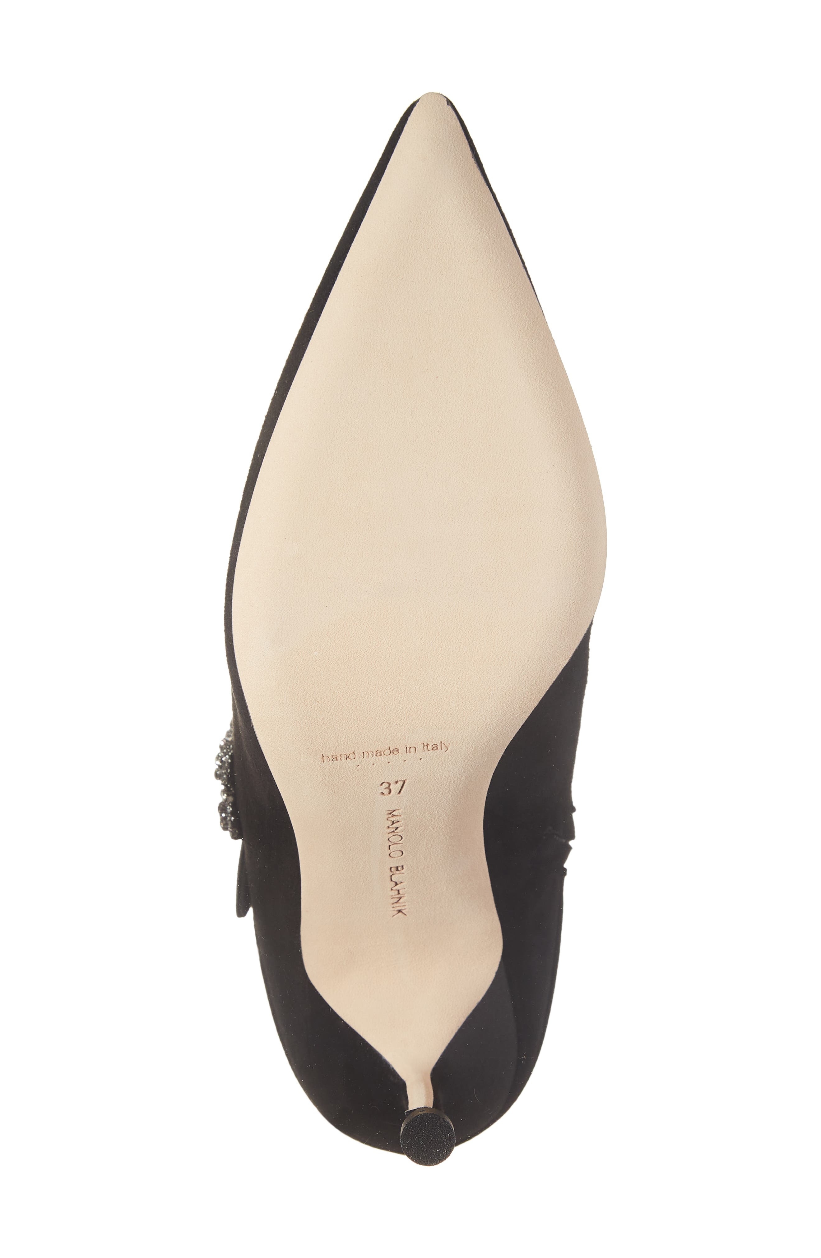 Plinianu Crystal Buckle Pointed Toe Bootie - 6